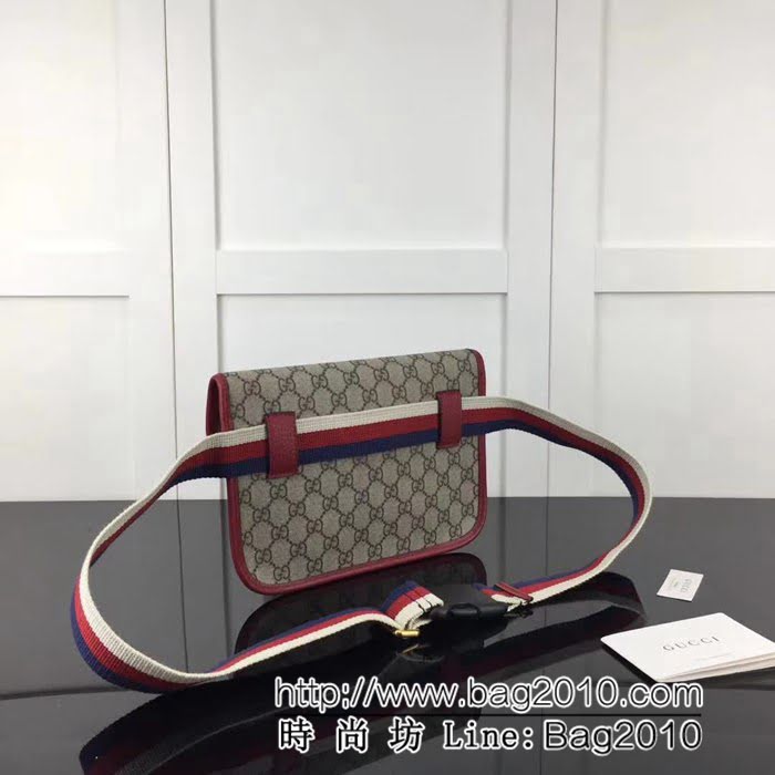 GUCCI古馳原單 新款專櫃品質原單貨實物實拍493930 啡pvc紅皮腰包 HY1089